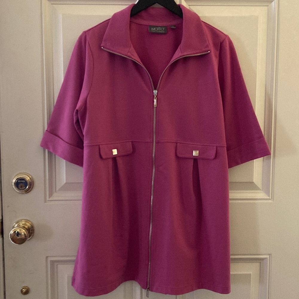 Motto Stretch French Terry Jacket With Removable Hood/Pink/Medium/EUC/WORN TWICE